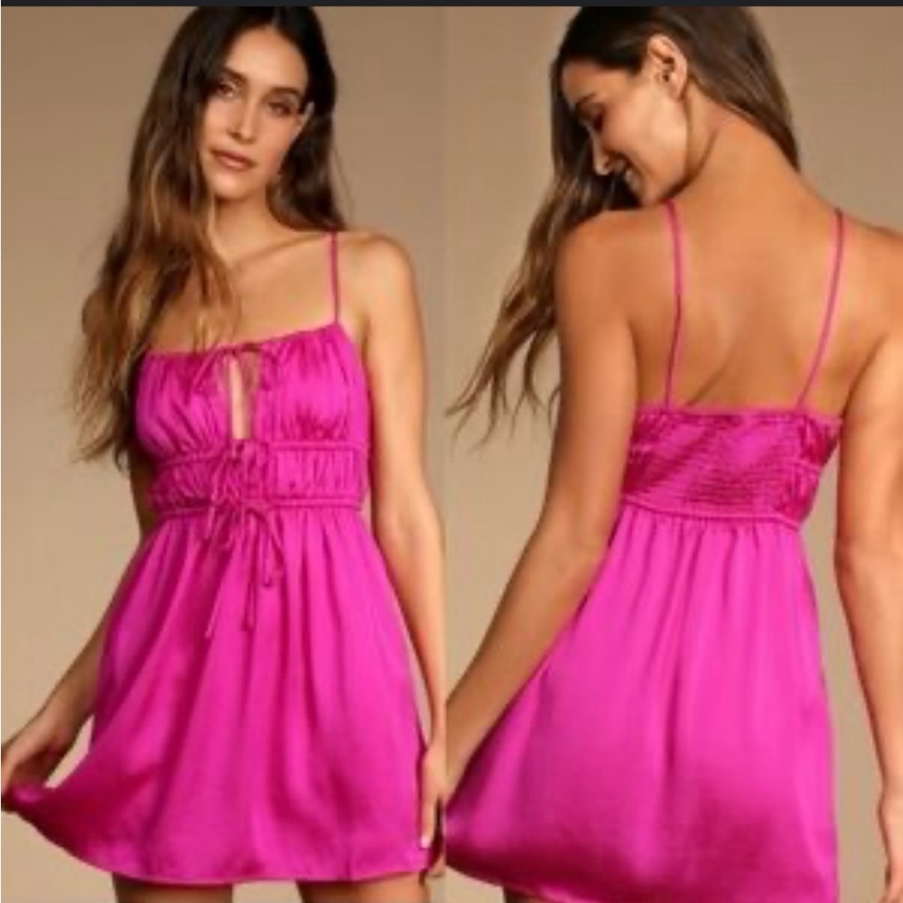 Free People Intimately FP Meant To Be Magenta Tie-Front Mini Lingerie XS